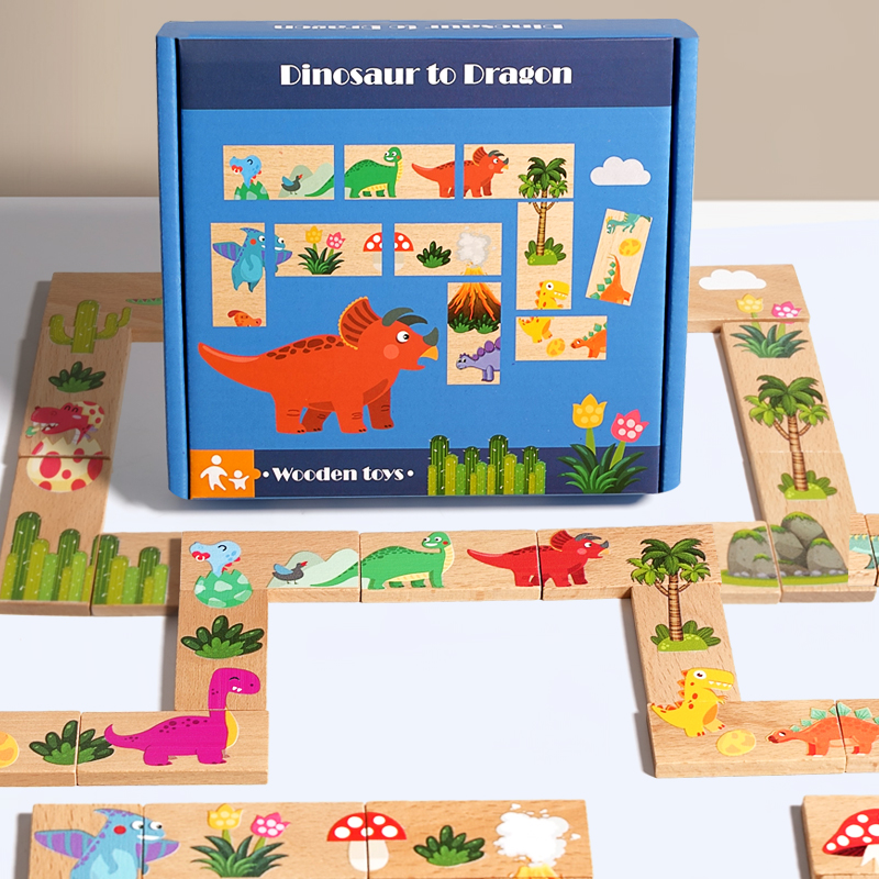 Board Game Monopoli - Domino de dinosaurio de madera, ajedrez