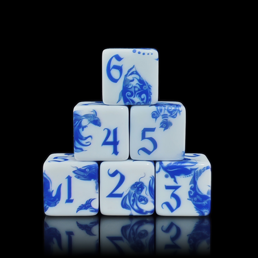 Board Game Rpg - 12 dados de porcelana azul y