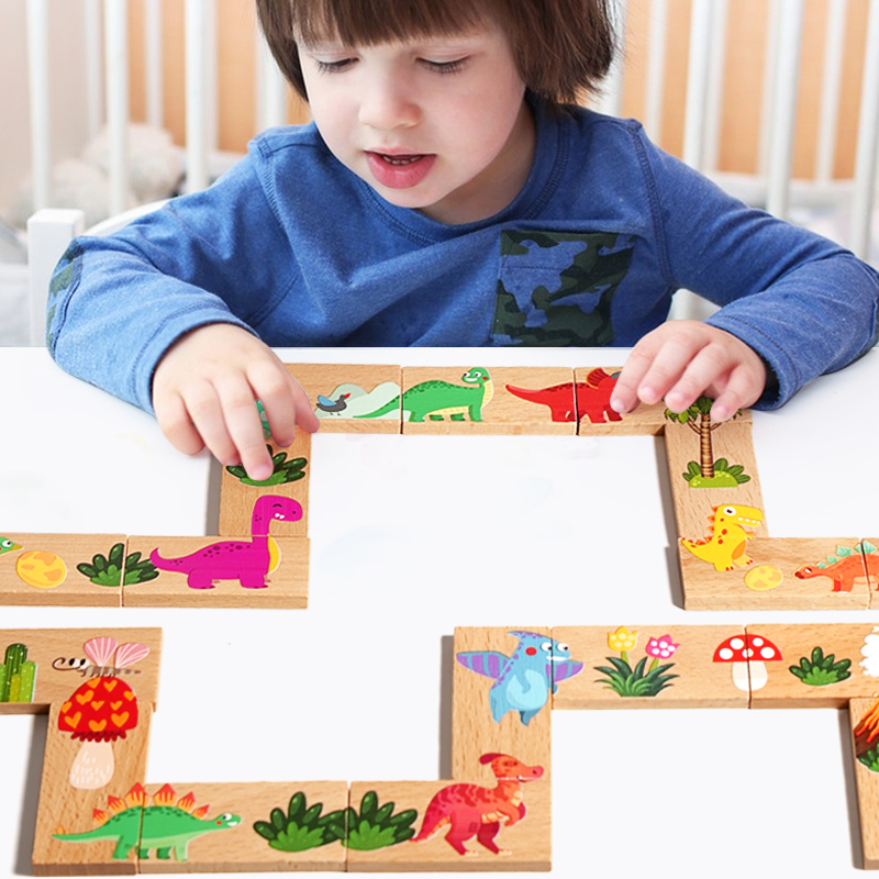 Domino de dinosaurio de madera - Board Game Monopoli reseña y precio