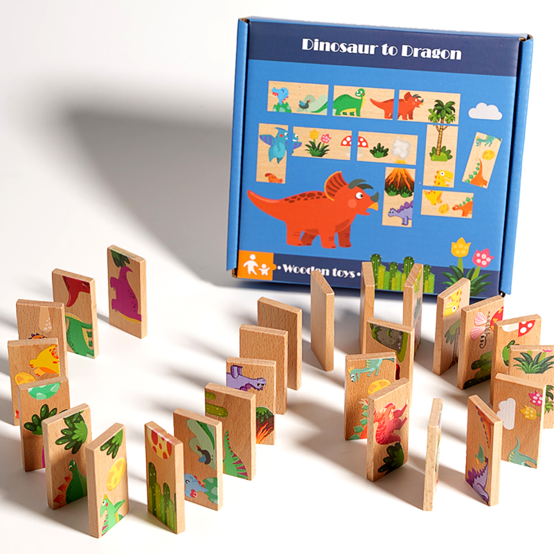 Domino de dinosaurio de madera - Board Game Monopoli reseña y precio