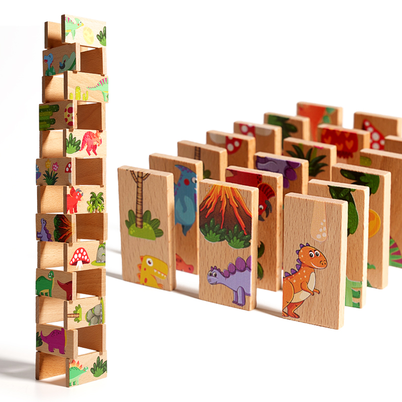 Domino de dinosaurio de madera - Board Game Monopoli reseña y precio